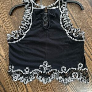 Anthropologie Black and White Lace Crop Top